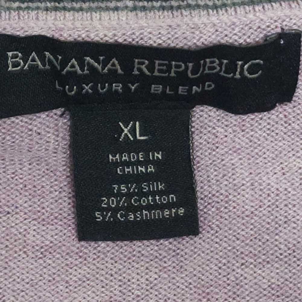 Banana Republic Silk Cotton Cashmere Long Sleeve Knit Polo Shirt Purple Pink L - Picture 4 of 11